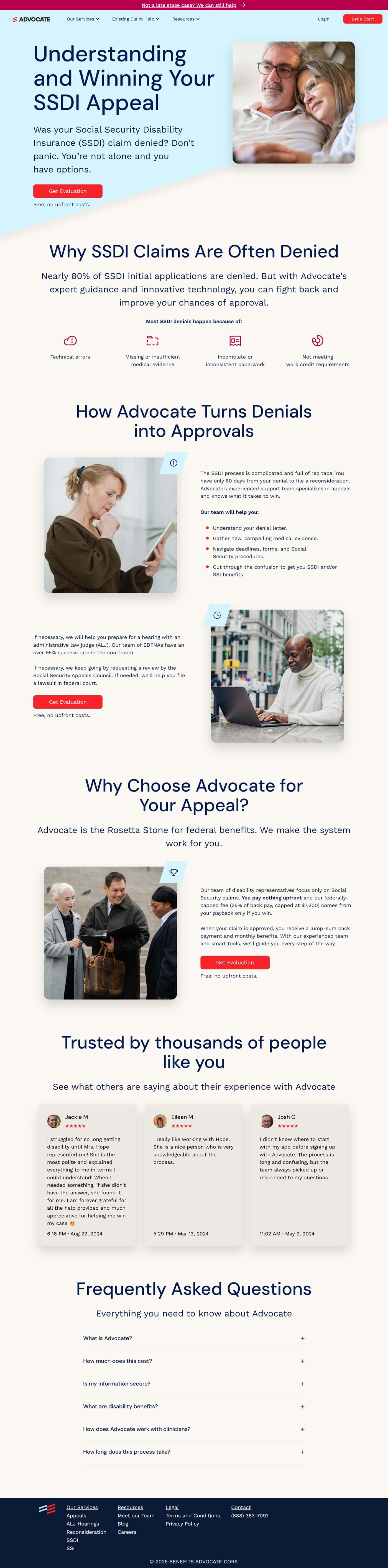 Appeals Landing Page for Advocate